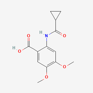 molecular formula C13H15NO5 B2383496 2-[(Cyclopropylcarbonyl)amino]-4,5-dimethoxybenzoic acid CAS No. 496913-51-0