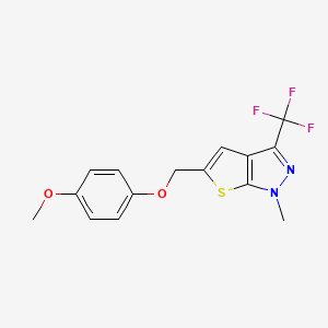 molecular formula C15H13F3N2O2S B2383511 4-甲氧基苯基[1-甲基-3-(三氟甲基)-1H-噻吩[2,3-c]吡唑-5-基]甲醚 CAS No. 400081-32-5