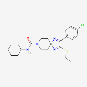 molecular formula C22H29ClN4OS B2383512 2-(4-chlorophenyl)-N-cyclohexyl-3-(ethylthio)-1,4,8-triazaspiro[4.5]deca-1,3-diene-8-carboxamide CAS No. 894887-45-7