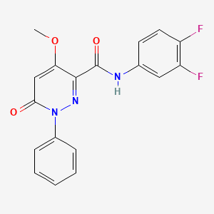 molecular formula C18H13F2N3O3 B2383513 N-(3,4-二氟苯基)-4-甲氧基-6-氧代-1-苯基-1,6-二氢哒嗪-3-甲酰胺 CAS No. 1004639-92-2