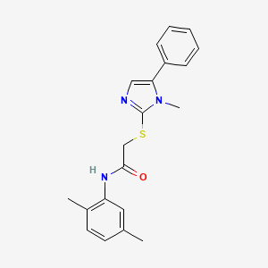 molecular formula C20H21N3OS B2383516 N-(2,5-dimethylphenyl)-2-((1-methyl-5-phenyl-1H-imidazol-2-yl)thio)acetamide CAS No. 932514-50-6