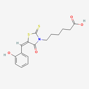 6-[(5E)-5-[(2-hydroxyphenyl)methylidene]-4-oxo-2-sulfanylidene-1,3-thiazolidin-3-yl]hexanoic acid