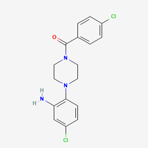 molecular formula C17H17Cl2N3O B2383530 (4-(2-Amino-4-chlorophenyl)piperazin-1-yl)(4-chlorophenyl)methanone CAS No. 887833-53-6