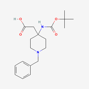 molecular formula C19H28N2O4 B2383535 2-(1-Benzyl-4-{[(tert-butoxy)carbonyl]amino}piperidin-4-yl)acetic acid CAS No. 2059934-72-2