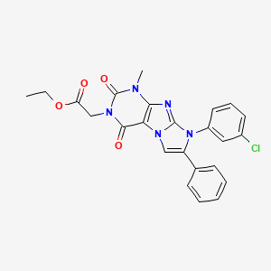 ethyl 2-(8-(3-chlorophenyl)-1-methyl-2,4-dioxo-7-phenyl-1H-imidazo[2,1-f]purin-3(2H,4H,8H)-yl)acetate