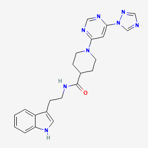 molecular formula C22H24N8O B2383545 1-(6-(1H-1,2,4-三唑-1-基)嘧啶-4-基)-N-(2-(1H-吲哚-3-基)乙基)哌啶-4-甲酰胺 CAS No. 1797562-72-1