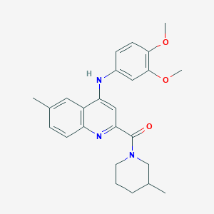 molecular formula C25H29N3O3 B2383548 N-(3,4-dimethoxyphenyl)-6-methyl-2-(3-methylpiperidine-1-carbonyl)quinolin-4-amine CAS No. 1251558-64-1