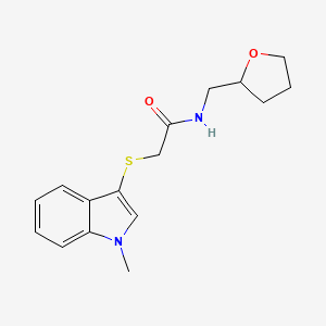 2-(1-methylindol-3-yl)sulfanyl-N-(oxolan-2-ylmethyl)acetamide