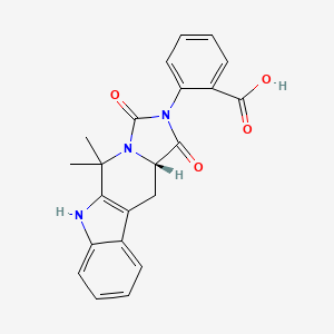 molecular formula C22H19N3O4 B2383579 2-[(11aS)-5,5-dimethyl-1,3-dioxo-5,6,11,11a-tetrahydro-1H-imidazo[1',5':1,6]pyrido[3,4-b]indol-2(3H)-yl]benzoic acid CAS No. 956439-74-0