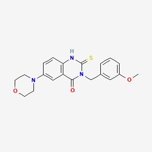 molecular formula C20H21N3O3S B2383588 3-(3-methoxybenzyl)-6-morpholin-4-yl-2-thioxo-2,3-dihydroquinazolin-4(1H)-one CAS No. 689766-81-2