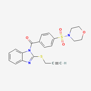 molecular formula C21H19N3O4S2 B2383601 (4-(morpholinosulfonyl)phenyl)(2-(prop-2-yn-1-ylthio)-1H-benzo[d]imidazol-1-yl)methanone CAS No. 325851-09-0