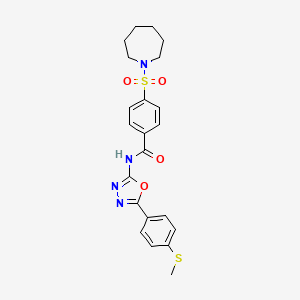 molecular formula C22H24N4O4S2 B2383609 4-(azepan-1-ylsulfonyl)-N-(5-(4-(methylthio)phenyl)-1,3,4-oxadiazol-2-yl)benzamide CAS No. 886917-76-6