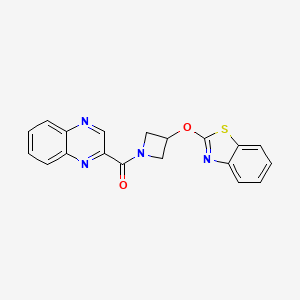 molecular formula C19H14N4O2S B2383614 (3-(Benzo[d]thiazol-2-yloxy)azetidin-1-yl)(quinoxalin-2-yl)methanone CAS No. 1421480-89-8
