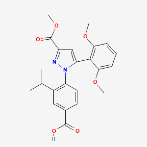 molecular formula C23H24N2O6 B2383626 4-(5-(2,6-二甲氧苯基)-3-(甲氧羰基)-1H-吡唑-1-基)-3-异丙基苯甲酸 CAS No. 184163-80-2