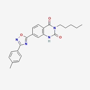 molecular formula C22H22N4O3 B2383628 3-pentyl-7-(3-(p-tolyl)-1,2,4-oxadiazol-5-yl)quinazoline-2,4(1H,3H)-dione CAS No. 1207006-37-8
