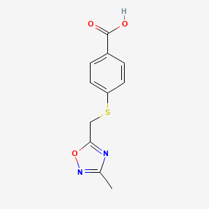 molecular formula C11H10N2O3S B2383633 4-{[(3-甲基-1,2,4-恶二唑-5-基)甲基]硫代}苯甲酸 CAS No. 929973-36-4