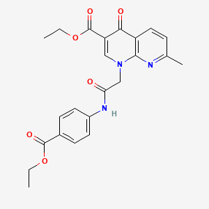 molecular formula C23H23N3O6 B2383635 ethyl 1-({[4-(ethoxycarbonyl)phenyl]carbamoyl}methyl)-7-methyl-4-oxo-1,4-dihydro-1,8-naphthyridine-3-carboxylate CAS No. 932517-17-4