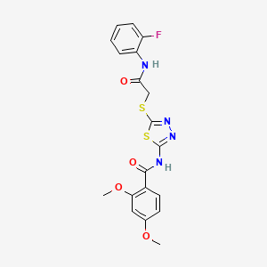 molecular formula C19H17FN4O4S2 B2383637 N-[5-[2-(2-氟苯胺基)-2-氧代乙基]硫代-1,3,4-噻二唑-2-基]-2,4-二甲氧基苯甲酰胺 CAS No. 392298-71-4