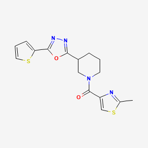 molecular formula C16H16N4O2S2 B2383660 (2-Methylthiazol-4-yl)(3-(5-(thiophen-2-yl)-1,3,4-oxadiazol-2-yl)piperidin-1-yl)methanone CAS No. 1219903-37-3