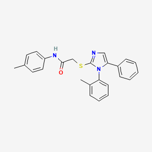 molecular formula C25H23N3OS B2383666 2-((5-phenyl-1-(o-tolyl)-1H-imidazol-2-yl)thio)-N-(p-tolyl)acetamide CAS No. 1207057-08-6