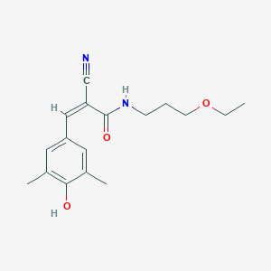 molecular formula C17H22N2O3 B2383680 (Z)-2-Cyano-N-(3-ethoxypropyl)-3-(4-hydroxy-3,5-dimethylphenyl)prop-2-enamide CAS No. 744222-51-3