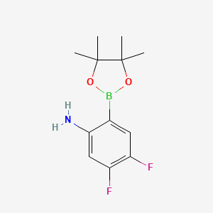 molecular formula C12H16BF2NO2 B2383682 4,5-二氟-2-(四甲基-1,3,2-二氧杂硼环丁烷-2-基)苯胺 CAS No. 2377607-47-9