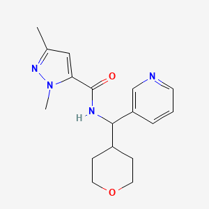 molecular formula C17H22N4O2 B2383689 1,3-二甲基-N-(吡啶-3-基（四氢-2H-吡喃-4-基）甲基）-1H-吡唑-5-甲酰胺 CAS No. 2034259-49-7