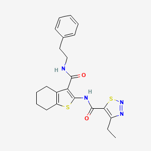 molecular formula C22H24N4O2S2 B2383695 4-ethyl-N-(3-(phenethylcarbamoyl)-4,5,6,7-tetrahydrobenzo[b]thiophen-2-yl)-1,2,3-thiadiazole-5-carboxamide CAS No. 899731-22-7