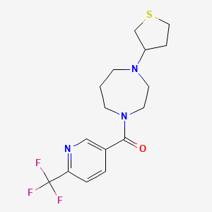 molecular formula C16H20F3N3OS B2383698 [4-(Thiolan-3-yl)-1,4-diazepan-1-yl]-[6-(trifluoromethyl)pyridin-3-yl]methanone CAS No. 2415632-95-8
