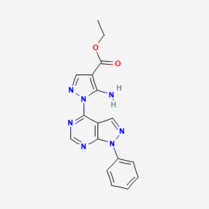 molecular formula C17H15N7O2 B2383699 5-氨基-1-(1-苯基-1H-吡唑并[3,4-d]嘧啶-4-基)-1H-吡唑-4-羧酸乙酯 CAS No. 304684-84-2