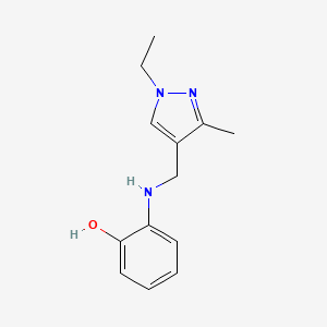 molecular formula C13H17N3O B2383701 2-{[(1-ethyl-3-methyl-1H-pyrazol-4-yl)methyl]amino}phenol CAS No. 1006336-69-1