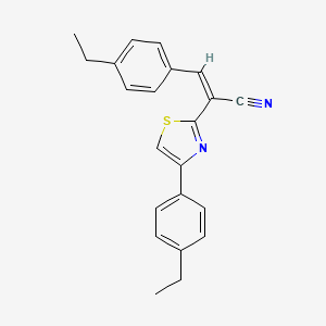 molecular formula C22H20N2S B2383712 (Z)-3-(4-ethylphenyl)-2-(4-(4-ethylphenyl)thiazol-2-yl)acrylonitrile CAS No. 476672-07-8