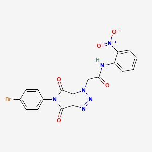 molecular formula C18H13BrN6O5 B2383727 2-(5-(4-bromophenyl)-4,6-dioxo-4,5,6,6a-tetrahydropyrrolo[3,4-d][1,2,3]triazol-1(3aH)-yl)-N-(2-nitrophenyl)acetamide CAS No. 1052603-20-9