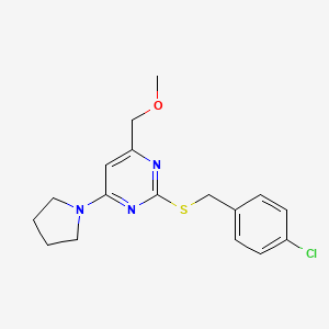molecular formula C17H20ClN3OS B2383729 [2-[(4-Chlorobenzyl)sulfanyl]-6-(1-pyrrolidinyl)-4-pyrimidinyl]methyl methyl ether CAS No. 338747-99-2