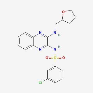 molecular formula C19H19ClN4O3S B2383735 3-chloro-N-[3-(oxolan-2-ylmethylamino)quinoxalin-2-yl]benzenesulfonamide CAS No. 714938-67-7