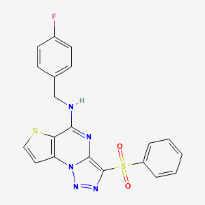 molecular formula C20H14FN5O2S2 B2383739 N-(4-氟苄基)-3-(苯磺酰基)噻吩并[2,3-e][1,2,3]三唑并[1,5-a]嘧啶-5-胺 CAS No. 892730-49-3