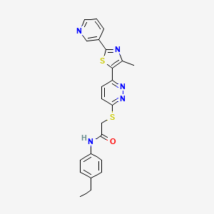 molecular formula C23H21N5OS2 B2383743 N-(4-乙基苯基)-2-((6-(4-甲基-2-(吡啶-3-基)噻唑-5-基)吡哒嗪-3-基)硫代)乙酰胺 CAS No. 954662-78-3