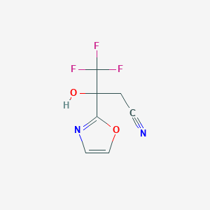 4,4,4-Trifluoro-3-hydroxy-3-(1,3-oxazol-2-yl)butanenitrile