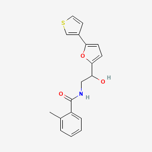 molecular formula C18H17NO3S B2383753 N-(2-hydroxy-2-(5-(thiophen-3-yl)furan-2-yl)ethyl)-2-methylbenzamide CAS No. 2034489-70-6