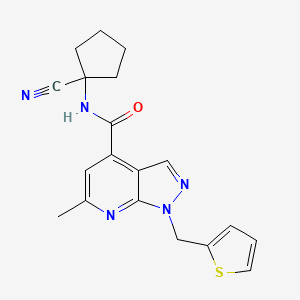 molecular formula C19H19N5OS B2383754 N-(1-cyanocyclopentyl)-6-methyl-1-[(thiophen-2-yl)methyl]-1H-pyrazolo[3,4-b]pyridine-4-carboxamide CAS No. 1445127-46-7