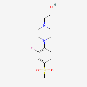 molecular formula C13H19FN2O3S B2383762 2-[4-[2-Fluoro-4-(methylsulfonyl)phenyl]-piperazin-1-yl]ethanol CAS No. 887453-53-4