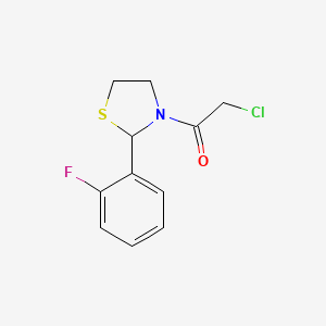 molecular formula C11H11ClFNOS B2383764 2-Chloro-1-[2-(2-fluorophenyl)-1,3-thiazolidin-3-yl]ethan-1-one CAS No. 871673-14-2