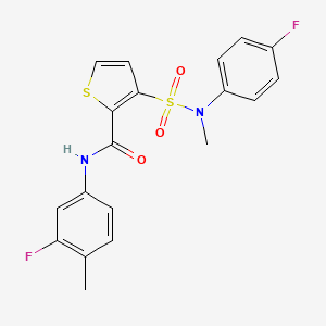 molecular formula C19H16F2N2O3S2 B2383770 N-(3-氟-4-甲基苯基)-3-{[(4-氟苯基)(甲基)氨基]磺酰基}噻吩-2-甲酰胺 CAS No. 1105250-66-5