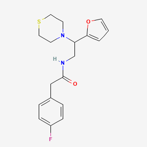 molecular formula C18H21FN2O2S B2383774 2-(4-fluorophenyl)-N-(2-(furan-2-yl)-2-thiomorpholinoethyl)acetamide CAS No. 2034574-55-3