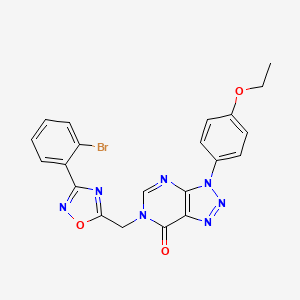 molecular formula C21H16BrN7O3 B2383780 6-((3-(2-bromophenyl)-1,2,4-oxadiazol-5-yl)methyl)-3-(4-ethoxyphenyl)-3H-[1,2,3]triazolo[4,5-d]pyrimidin-7(6H)-one CAS No. 1207042-38-3