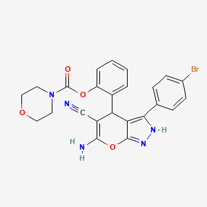 molecular formula C24H20BrN5O4 B2383781 2-(6-Amino-3-(4-bromophenyl)-5-cyano-1,4-dihydropyrano[2,3-c]pyrazol-4-yl)phenyl morpholine-4-carboxylate CAS No. 361153-85-7