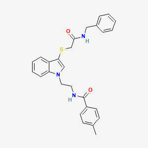molecular formula C27H27N3O2S B2383782 N-(2-(3-((2-(benzylamino)-2-oxoethyl)thio)-1H-indol-1-yl)ethyl)-4-methylbenzamide CAS No. 862826-51-5