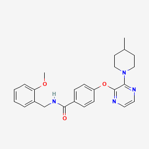 N-(2-methoxybenzyl)-4-((3-(4-methylpiperidin-1-yl)pyrazin-2-yl)oxy)benzamide