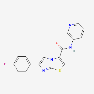 molecular formula C17H11FN4OS B2383791 6-(4-fluorophenyl)-N-(pyridin-3-yl)imidazo[2,1-b]thiazole-3-carboxamide CAS No. 1049439-25-9