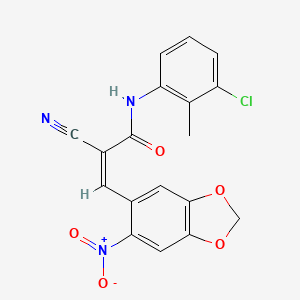 molecular formula C18H12ClN3O5 B2383792 (Z)-N-(3-Chloro-2-methylphenyl)-2-cyano-3-(6-nitro-1,3-benzodioxol-5-yl)prop-2-enamide CAS No. 357939-00-5
